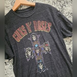Guns N' Roses Band Tshirt Mens L Faded Gray Rock Retro Grunge